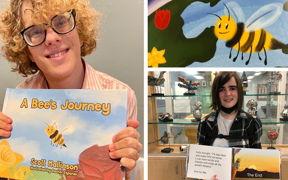 Scott Mallinson holding a booked titled A Bee's Journey